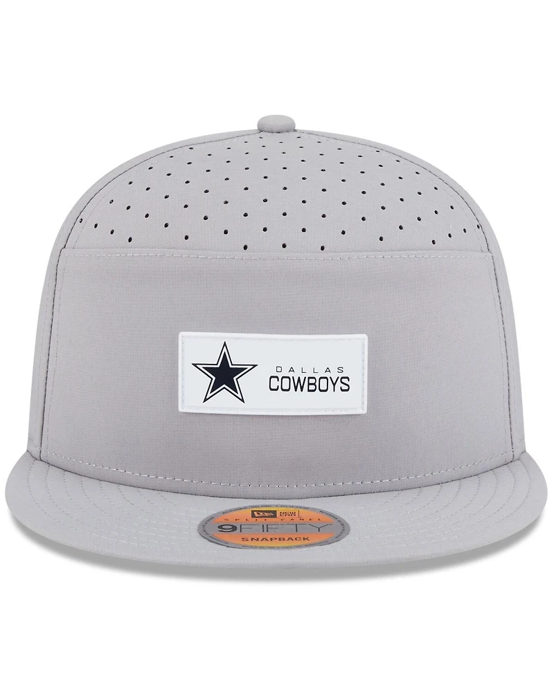 New Era Men's Gray Dallas Cowboys 2025 Sideline Split Panel 9FIFTY Snapback Hat
