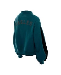 New Era Women's Midnight Green Philadelphia Eagles Sport Night Mock Neck Balloon Sleeve Pullover Sweatshirt