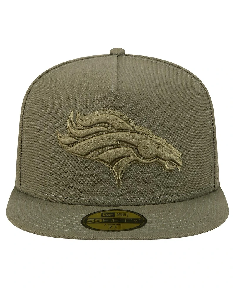 New Era Men's Olive Denver Broncos Color Pack A-Frame 59FIFTY Fitted Hat