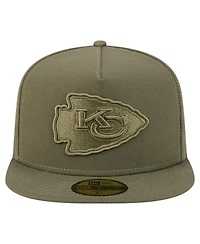 New Era Men's Olive Kansas City Chiefs Color Pack A-Frame 59FIFTY Fitted Hat