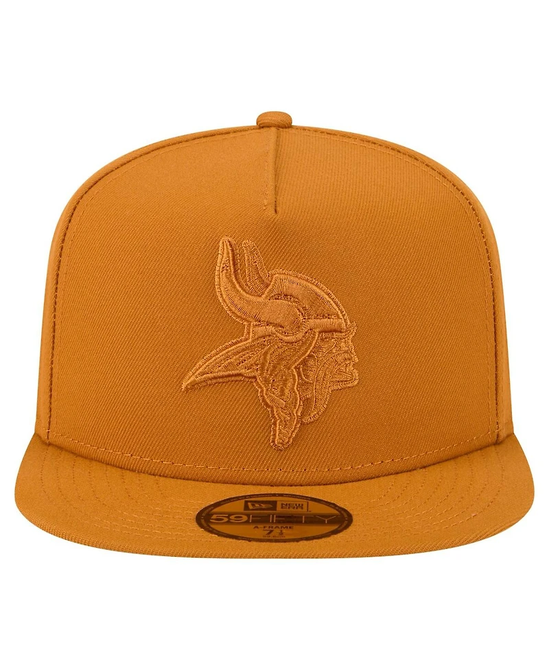 New Era Men's Brown Minnesota Vikings Color Pack A-Frame 59FIFTY Fitted Hat
