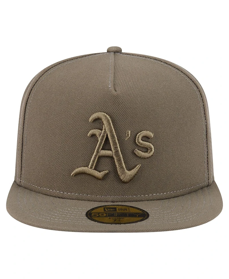 New Era Men's Olive Athletics Color Pack A-Frame 59FIFTY Fitted Hat