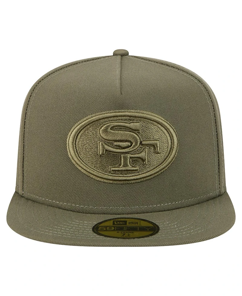 New Era Men's Olive San Francisco 49ers Color Pack A-Frame 59FIFTY Fitted Hat