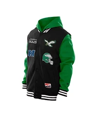 New Era Men's Black Philadelphia Eagles Full-Snap Fleece Hoodie Jacket