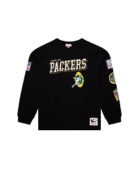 Mitchell & Ness Men's Black Green Bay Packers Training Camp Vintage Logos Long Sleeve T-Shirt