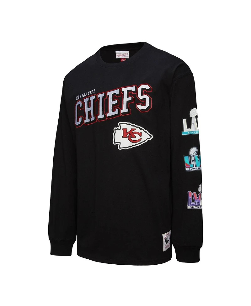 Mitchell & Ness Men's Black Kansas City Chiefs Training Camp Vintage Logos Long Sleeve T-Shirt