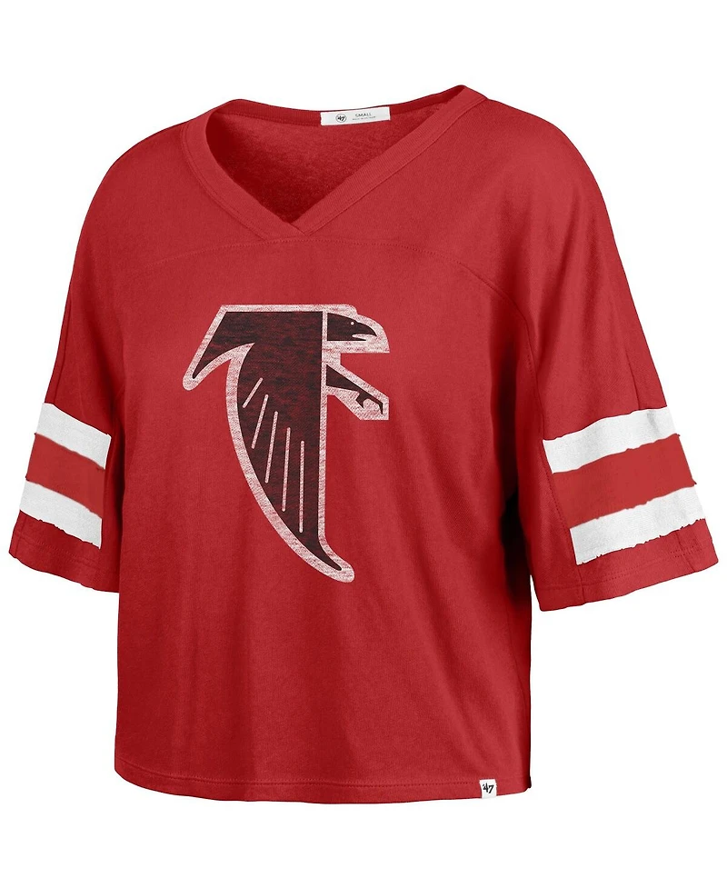 '47 Brand Women's Red Atlanta Falcons Premier Scout Cropped V-Neck T-Shirt