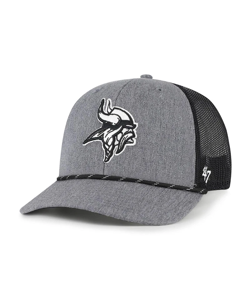 '47 Brand Men's Heather Charcoal Minnesota Vikings Carbon Rope Trucker Adjustable Hat