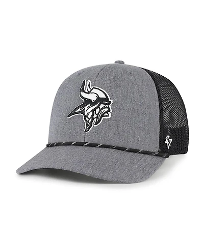 '47 Brand Men's Heather Charcoal Minnesota Vikings Carbon Rope Trucker Adjustable Hat