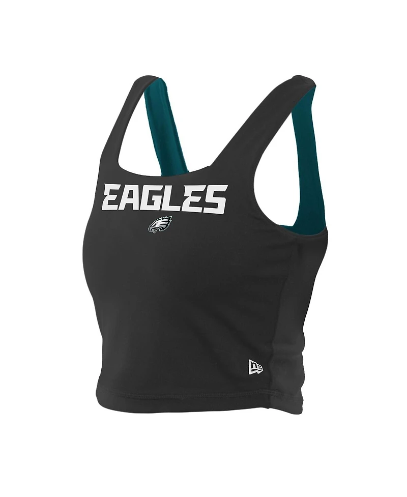 New Era Women's Midnight Green/Black Philadelphia Eagles Reversible Cropped Sport Classics Tank Top