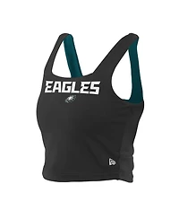 New Era Women's Midnight Green/Black Philadelphia Eagles Reversible Cropped Sport Classics Tank Top