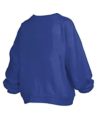 Pressbox Women's Royal Kansas Jayhawks Janise Arch Over Logo Waist Length Oversized Pullover Sweatshirt
