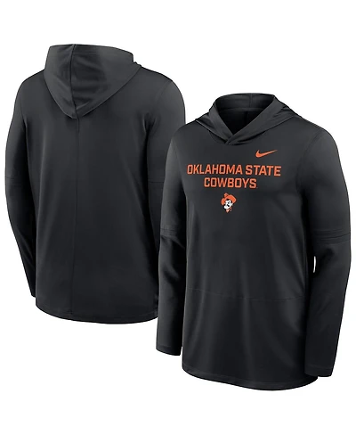 Nike Men's Black Oklahoma State Cowboys 2025 Sideline Dri-fit Long Sleeve Hoodie T-Shirt