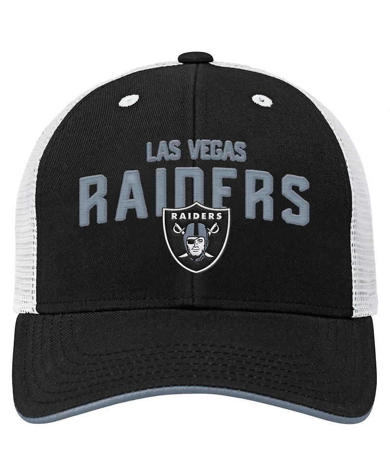 Outerstuff Big Boys and Girls Black Las Vegas Raiders Core Lockup Trucker Adjustable Hat