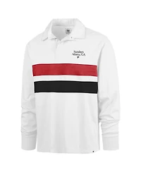 47 Brand Men's White Atlanta Falcons Sundays Clubhouse Knox Thames Long Sleeve Rugby Polo Shirt