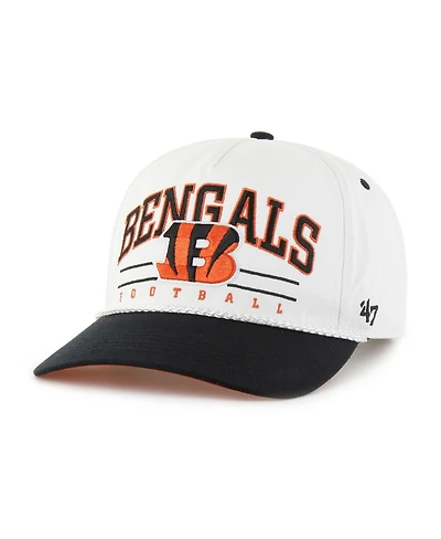 '47 Brand Men's White/Black Cincinnati Bengals Roscoe Two-Toned Hitch Adjustable Hat