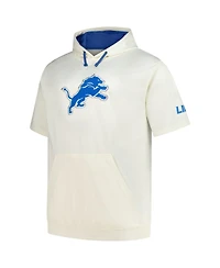 Profile Men's Oatmeal Detroit Lions Big Tall Chest Print and Logo Short Sleeve Pullover Hoodie