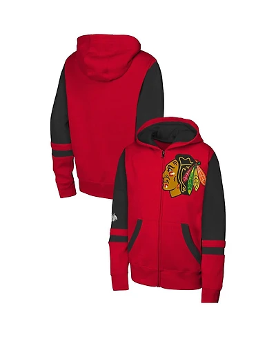 Outerstuff Big Boys and Girls Red Chicago Blackhawks Face Off Full-Zip Hoodie