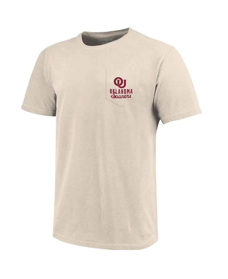 Image One Men's Cream Oklahoma Sooners Big Tall Mascot Overlay Essential Pocket T-Shirt