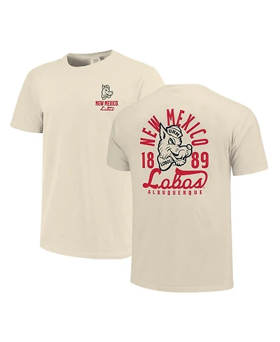 Image One Men's Cream New Mexico Lobos Comfort Colors Mascot Overlay T-Shirt
