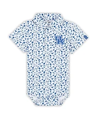 Garb Baby Boys and Girls White/Royal Kentucky Wildcats Tom Allover Print Performance Polo Bodysuit