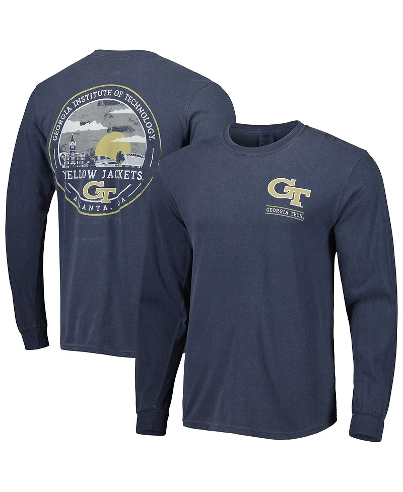 Image One Men's Navy Georgia Tech Yellow Jackets Circle Campus Scene Long Sleeve T-Shirt