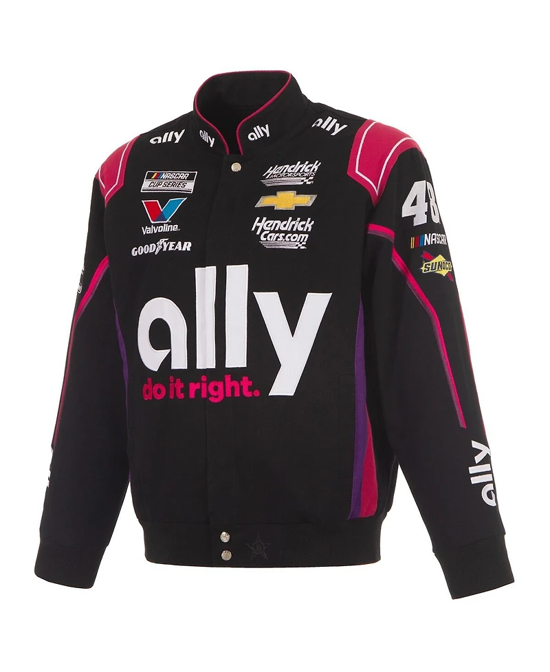 Jh Design Men's Black Alex Bowman Ally Full-Snap Twill Uniform Jacket