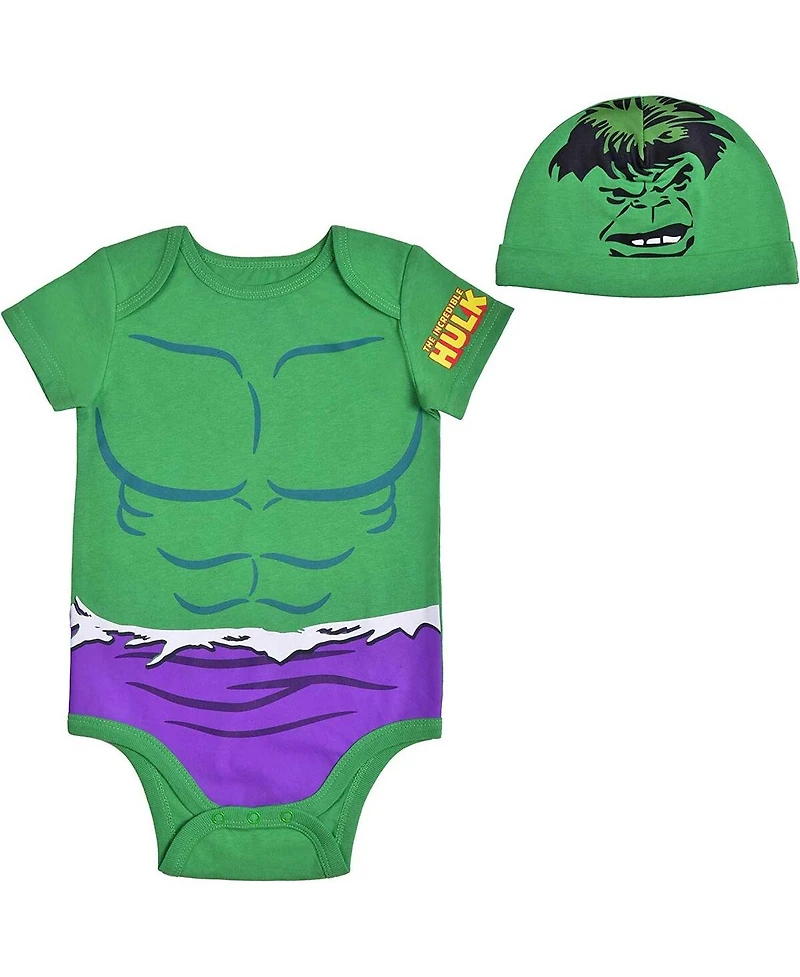 Children's Apparel Network Newborn Green Hulk Bodysuit and Hat Set