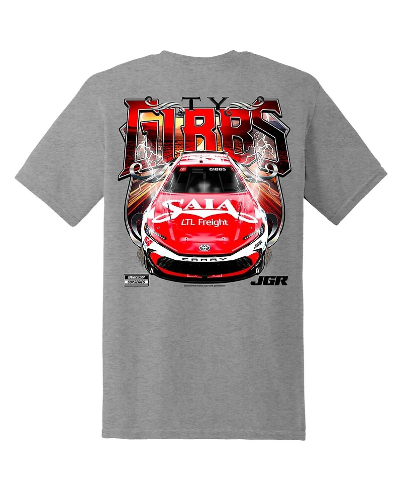 Joe Gibbs Racing Team Collection Men's Heather Gray Ty Saia Car T-Shirt