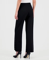 Anne Klein Women's High-Rise Wide-Leg Button-Hem Pants