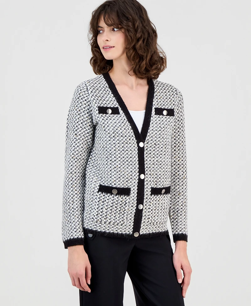 Anne Klein Women's Contrast-Trim Knit Cardigan