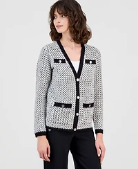Anne Klein Women's Contrast-Trim Knit Cardigan