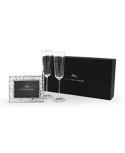 Michael Aram Reflective Champagne Flute and Heart Frame Set