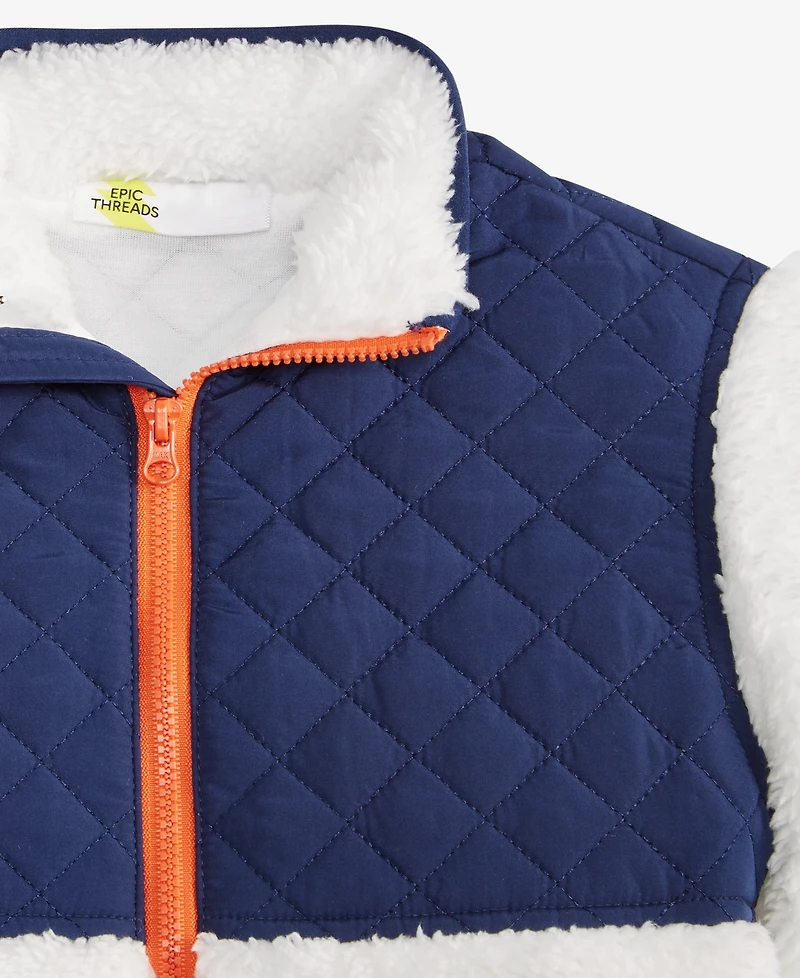 Epic Threads Boys Toddler 2T-4T Multi-Color Faux-Sherpa Long-Sleeve Jacket, Macy's Exclusive
