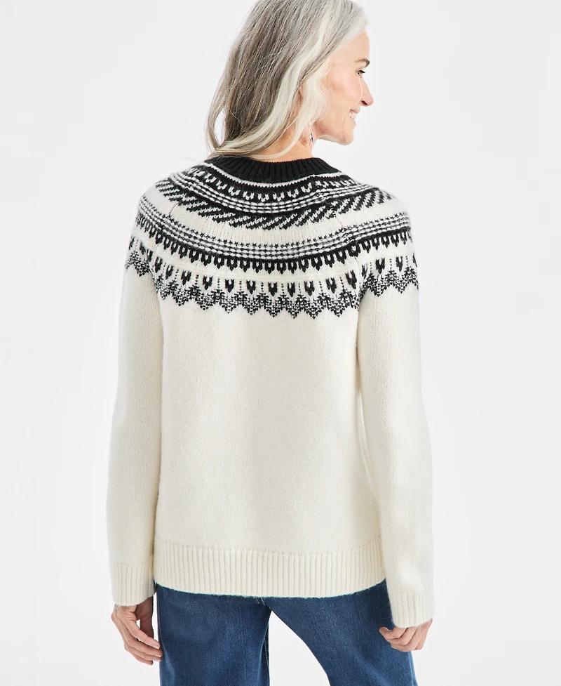 Style & Co Women's Fair Isle Crewneck Sweater, Macy's Exclusive