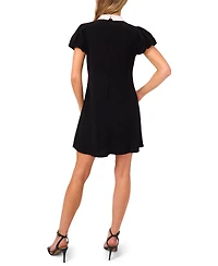 CeCe Women's Tie Front Puff Sleeve Dress