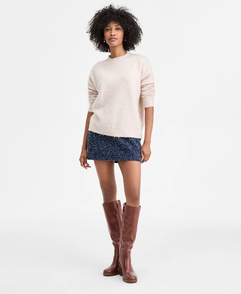 On 34th Women's Brushed-Knit Relaxed Crewneck Sweater, Macy's Exclusive