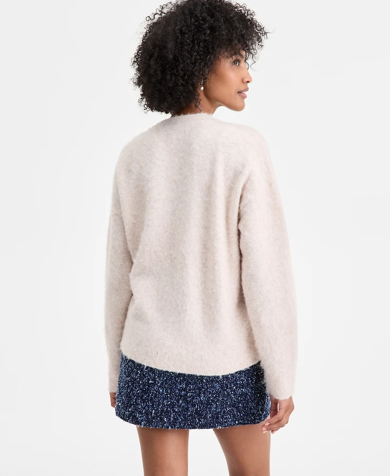 On 34th Women's Brushed-Knit Relaxed Crewneck Sweater, Macy's Exclusive