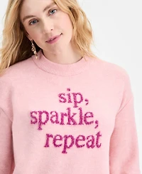 On 34th Women's Sip Sparkle Repeat Crewneck Sweater, Macy's Exclusive