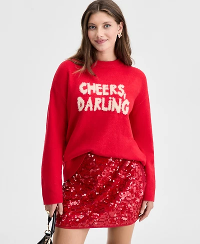 On 34th Women's Cheers Darling Crewneck Sweater, Macy's Exclusive
