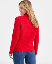 On 34th Women's Mock-Neck Cable-Knit Pullover Sweater, Created for Macy's