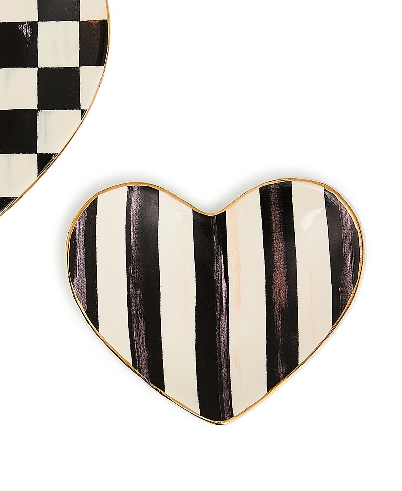 MacKenzie-Childs Courtly Heart Trinket Dishes, Set of 2