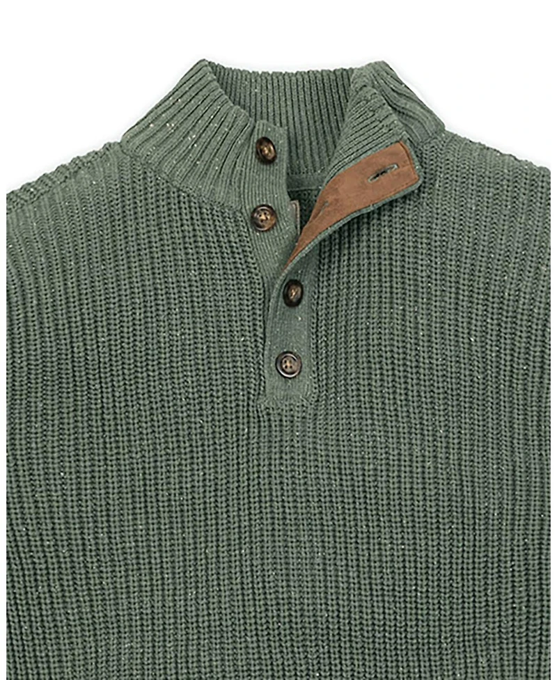 Hope & Henry Men's Organic Mock Neck Cardigan Stitch Sweater