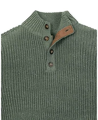 Hope & Henry Men's Organic Mock Neck Cardigan Stitch Sweater