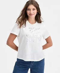 On 34th Women's Knit Short-Sleeve Cheers Graphic T-Shirt, Macy's Exclusive