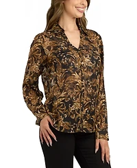 Bcx Women's Jacquard Burnout Print Top