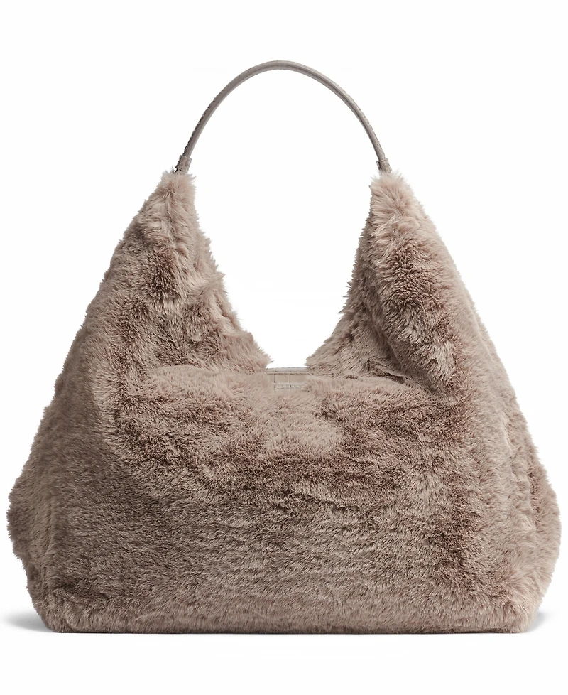 Donna Karan New York Percale Faux Fur Small Shoulder Bag