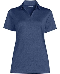 Lands' End Women's Rapid Dry Short Sleeve Space Dye Sport Neck Polo Shirt