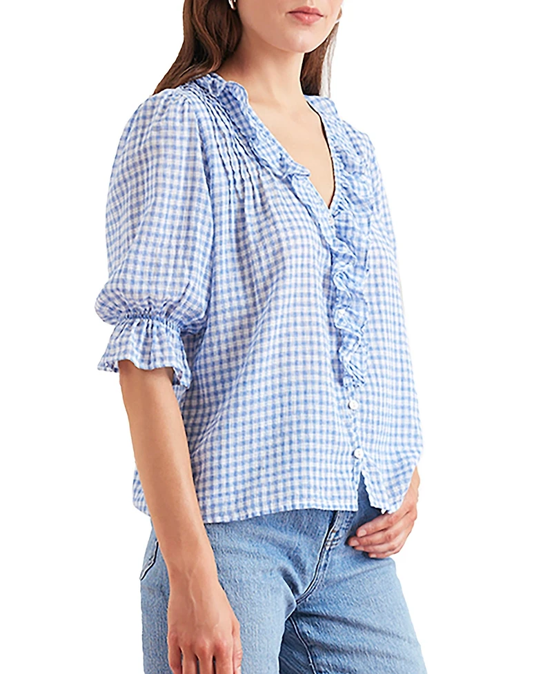 Paneros Clothing Cotton Chloe Shirt Petite Blue Plaid