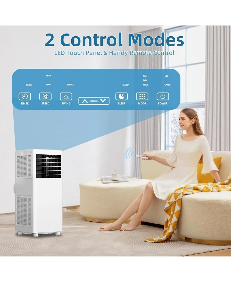 Gaomon 8,000 Btu Portable Air Conditioner - Freestanding, Low Noise, Remote Control, 24H Timer, Ideal for Bedroom, Dorms & Indoor Rooms